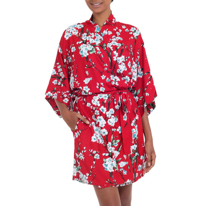 Holy Jasmine Red and White Floral Robe