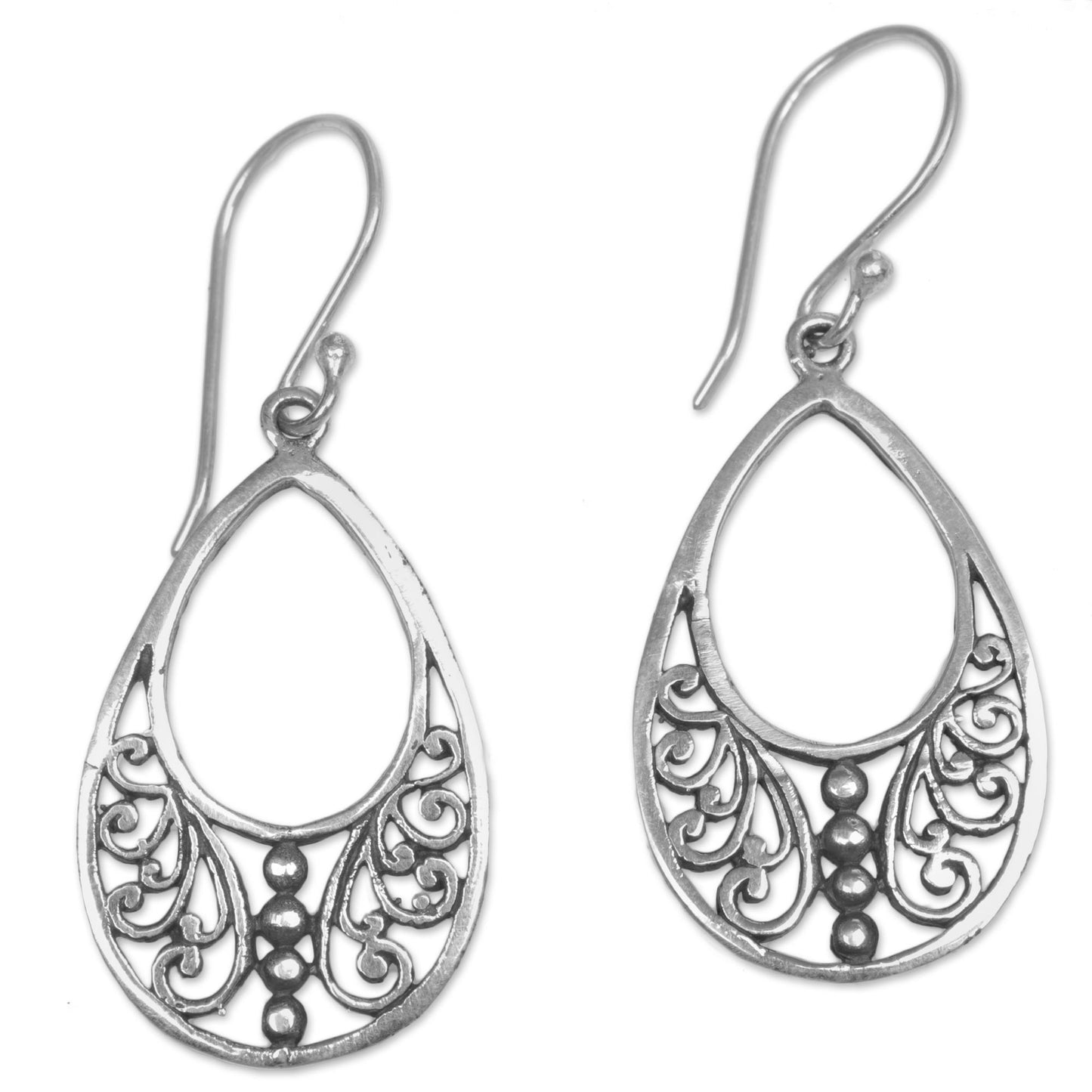 Young Beauty Sterling Silver Openwork Dangle Earrings from Indonesia