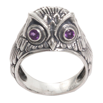 NOVICA  Amethyst .925 Sterling Silver Ring 'Night Watcher in Purple'