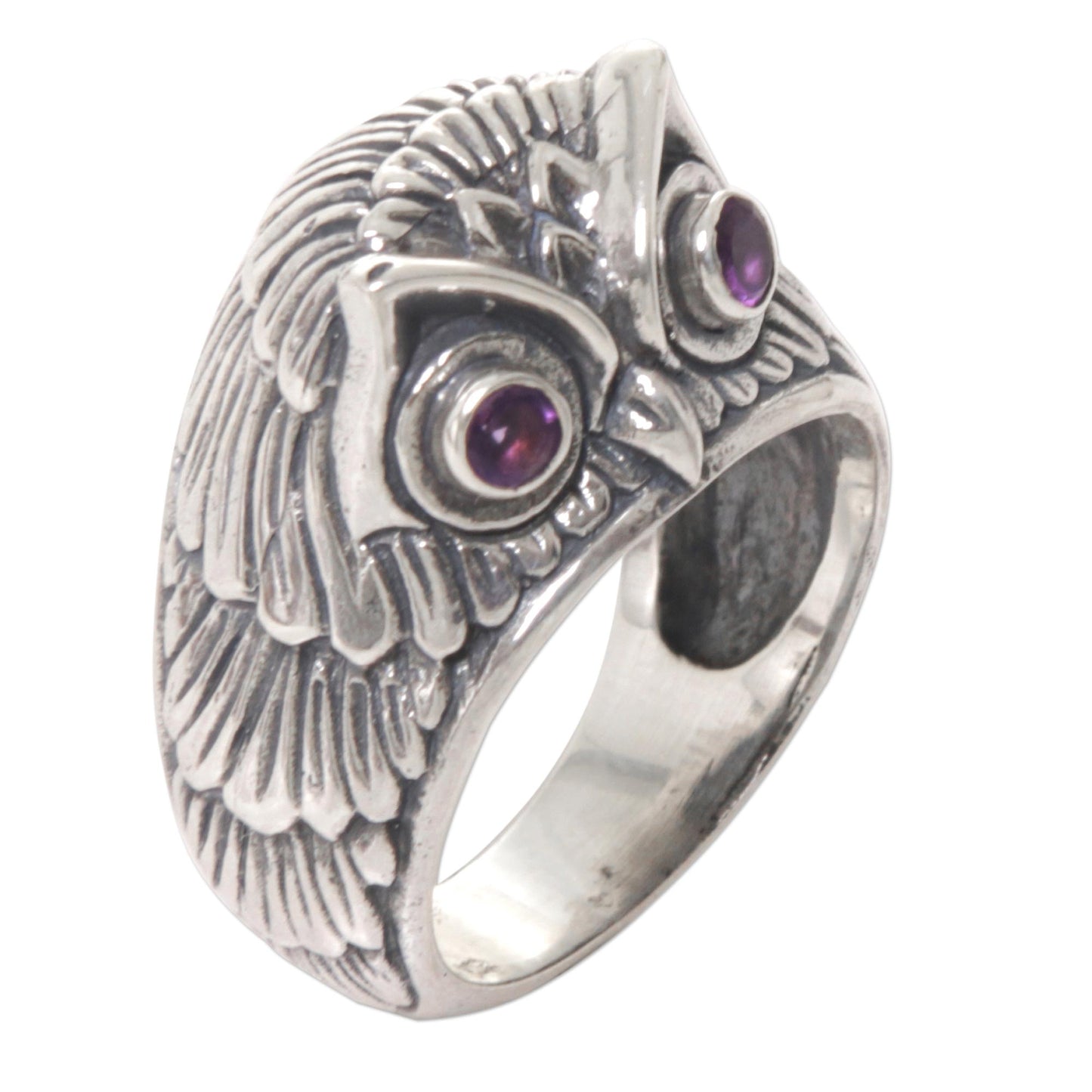 NOVICA  Amethyst .925 Sterling Silver Ring 'Night Watcher in Purple'