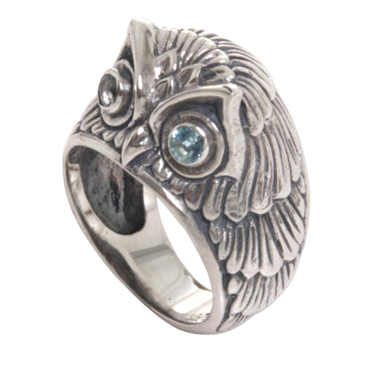 NOVICA  Blue Topaz .925 Sterling Silver Ring 'Night Watcher in Blue'