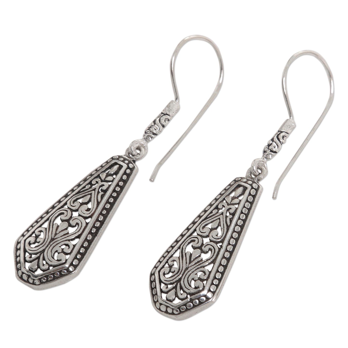 Dayak Beauty Sterling Silver Shield Dangle Earrings from Indonesia