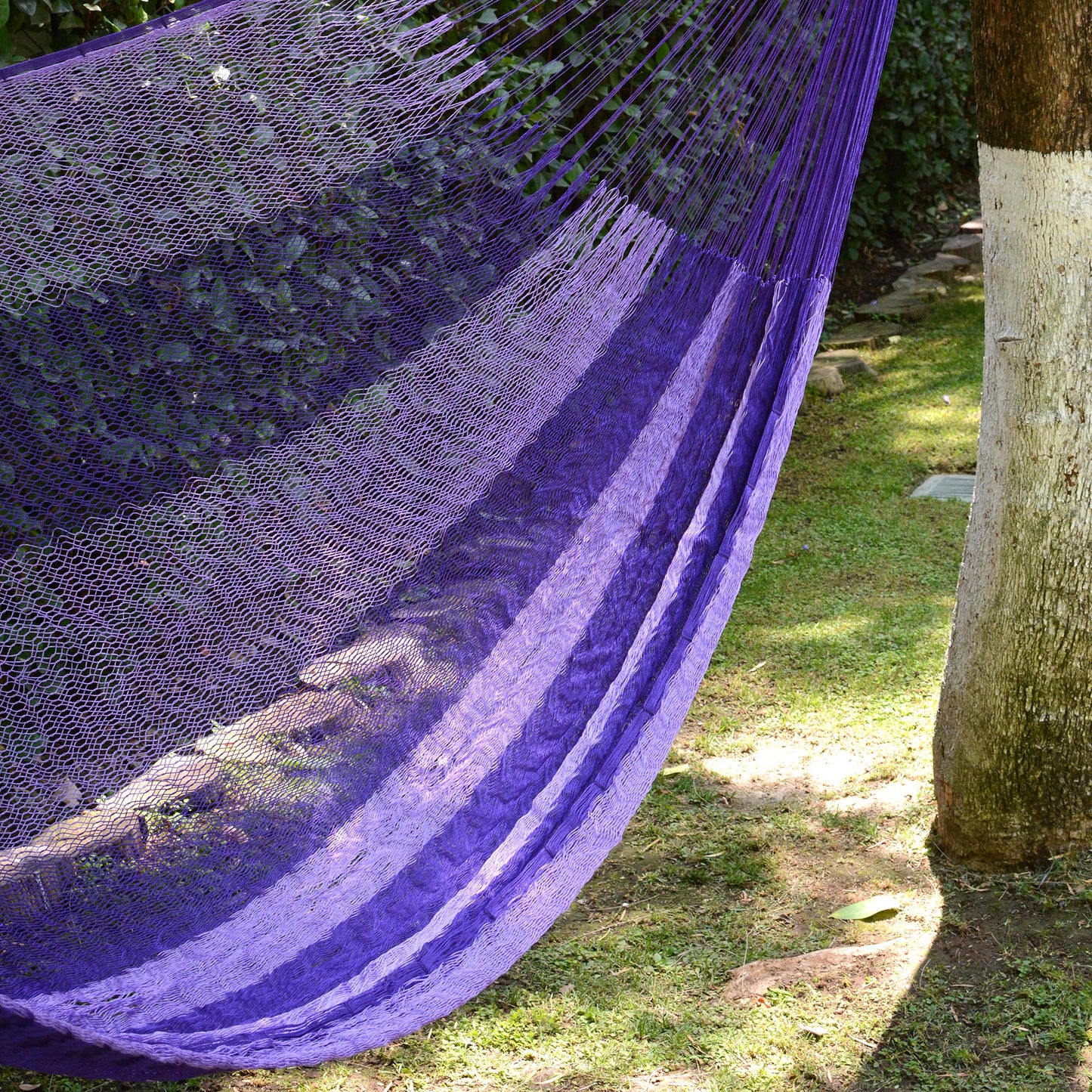 Lilac Blossom Hand Woven Nylon Purple Hammock (Single) from Mexico