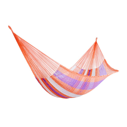 Melon Stripe Hand Woven Nylon Striped Hammock (Double) from Mexico