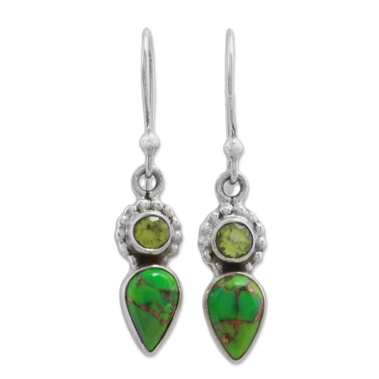 Arbor Allure Peridot and Composite Turquoise Dangle Earrings from India