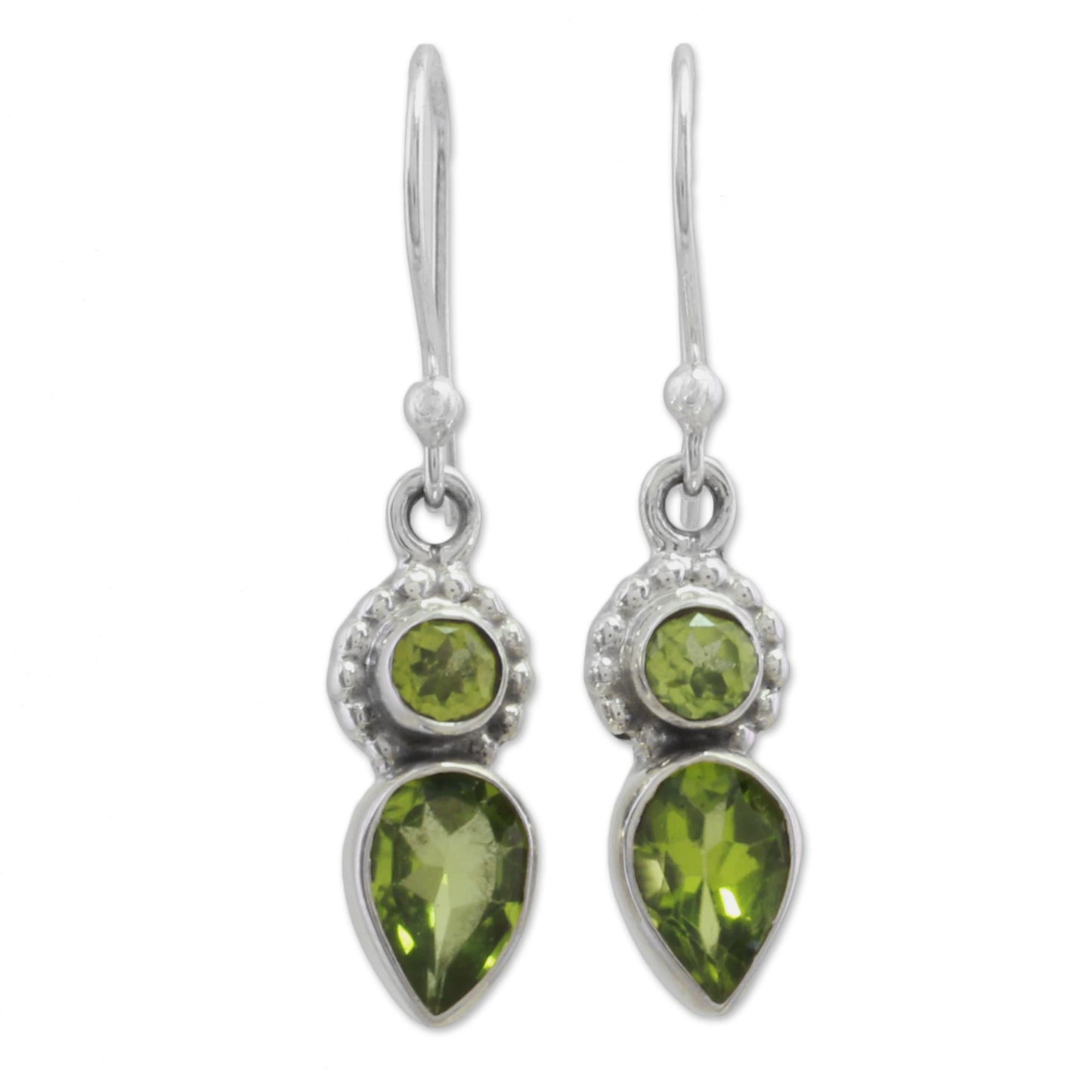 Forest Sparkle Peridot and Sterling Silver Dangle Earrings from India