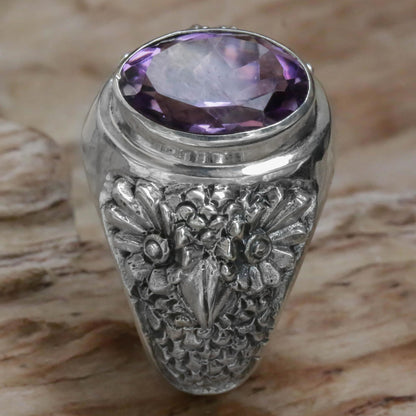 Worried Owl Amethyst Ring