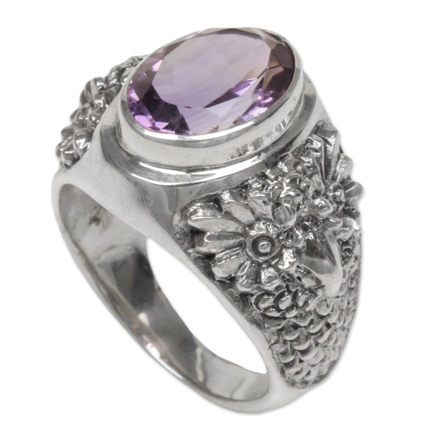 Worried Owl Amethyst Ring