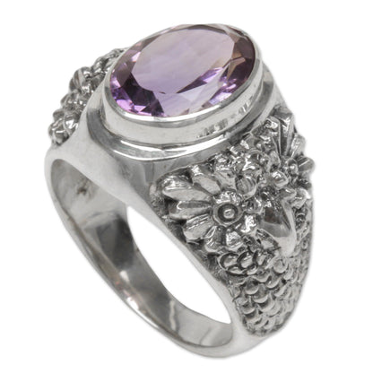 Worried Owl Amethyst Ring