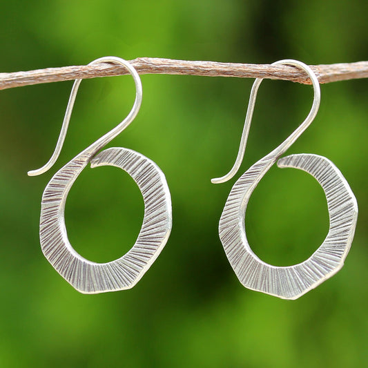 Striped Swan Thai Silver Drop Earrings in Geometric Shape for Women