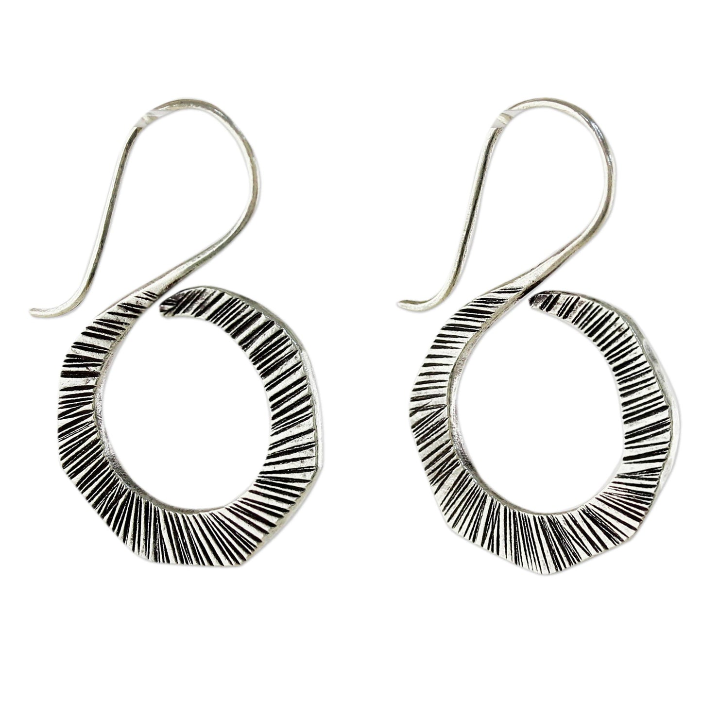 Striped Swan Thai Silver Drop Earrings in Geometric Shape for Women