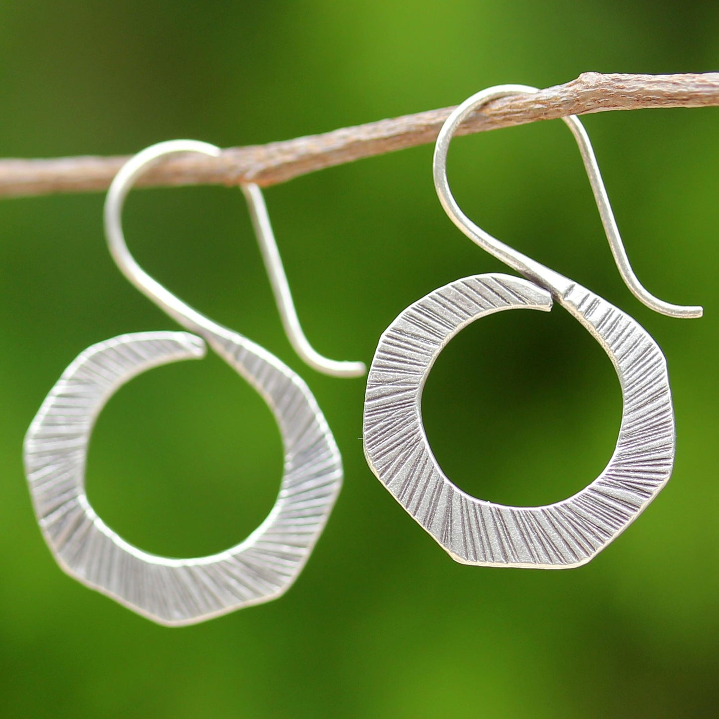 Striped Swan Thai Silver Drop Earrings in Geometric Shape for Women