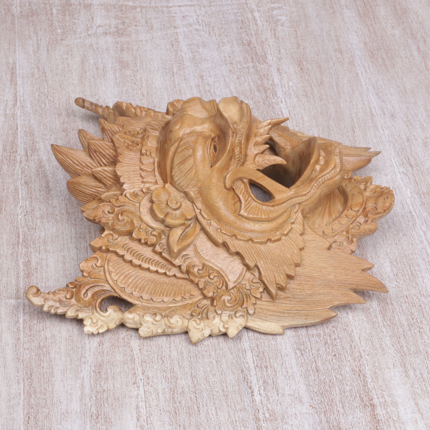 Great Boar Hand Carved Acacia Wood Barong Bangkal Mask