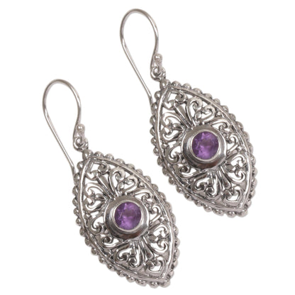 Wonderful Bali in Purple Indonesian Sterling Silver and Amethyst Dangle Earrings