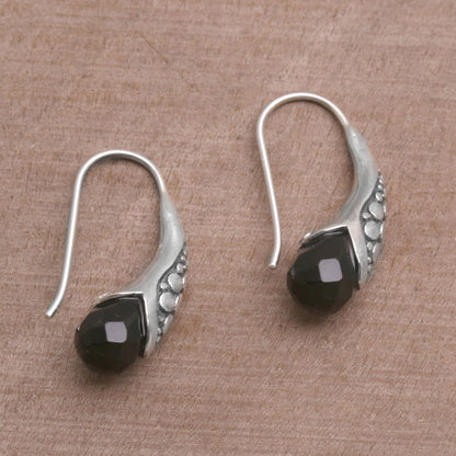 Midnight Spell Handcrafted Sterling Silver Onyx Drop Earrings Indonesia