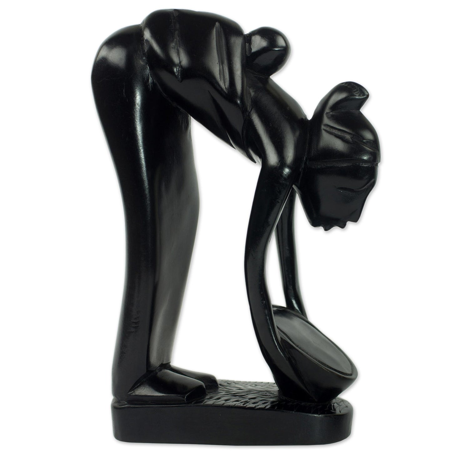 Serwaa Mother Hand Carved Mother and Child Black Sculpture from Ghana