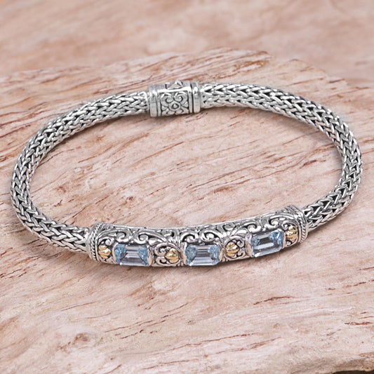 Bedugul Temple Blue Topaz Chain Bracelet