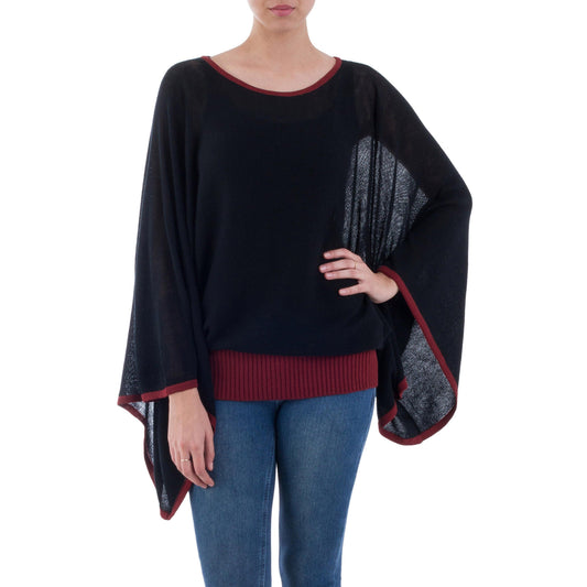 Black Burgundy Dance Alpaca Blend Sweater