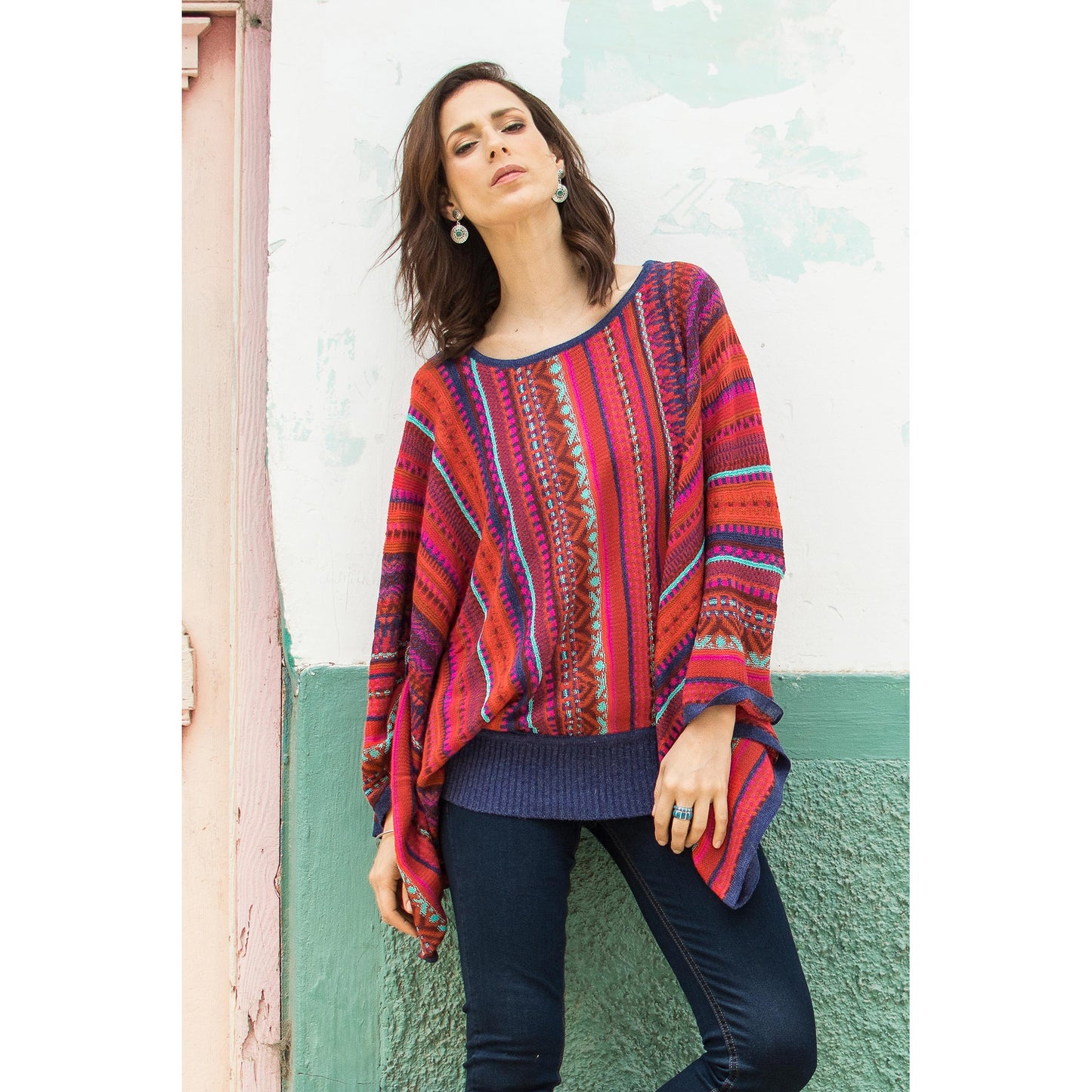 Cuzco Dance Multicolor Kimono Sleeve Sweater