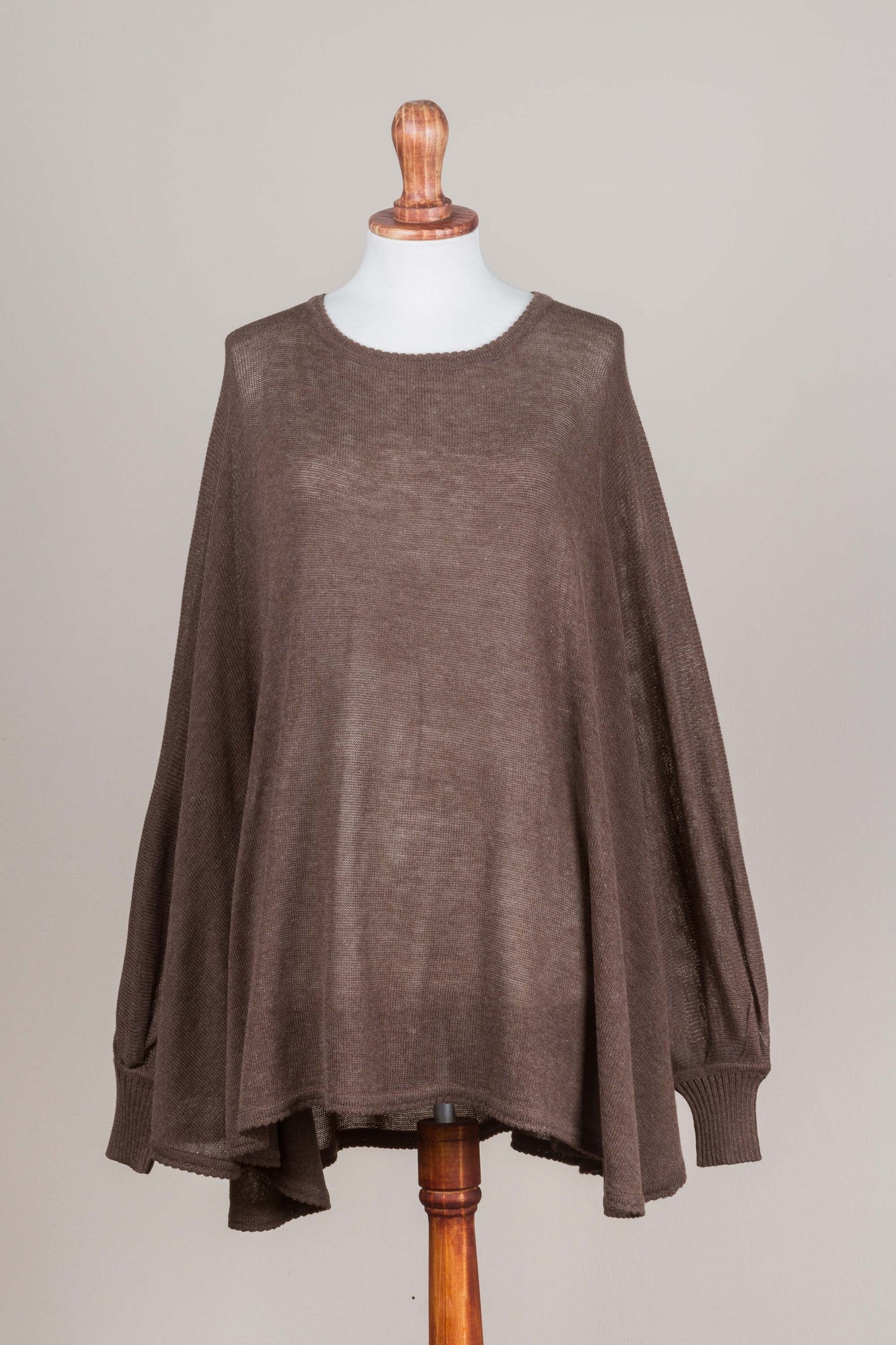 Desert Breeze Soft Knit Bohemian Style Brown Drape Sweater from Peru