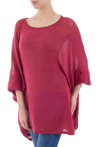 Bright Wind Soft Knit Bohemian Style Wine Drape Sweater from Peru