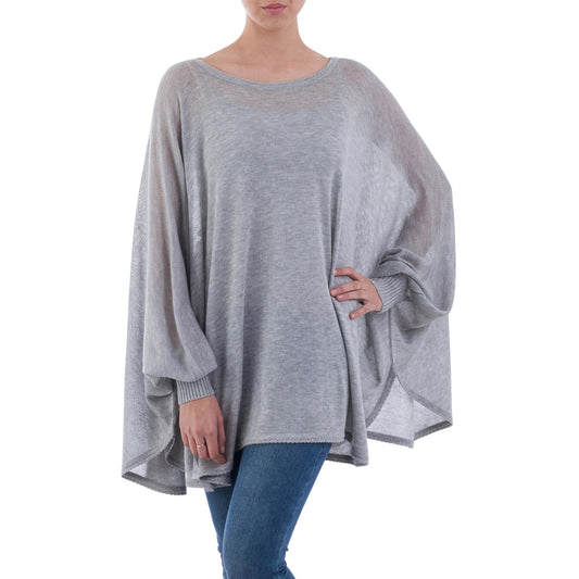 Mountain Breeze Grey Knit Bohemian Drape Sweater