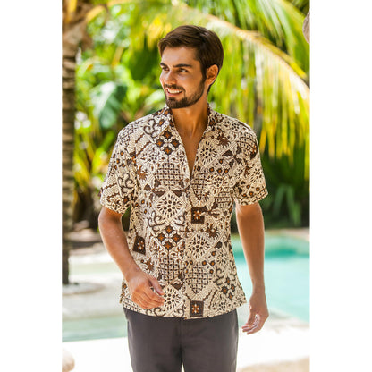 Island Kaleidoscope Men's Ivory Batik Shirt