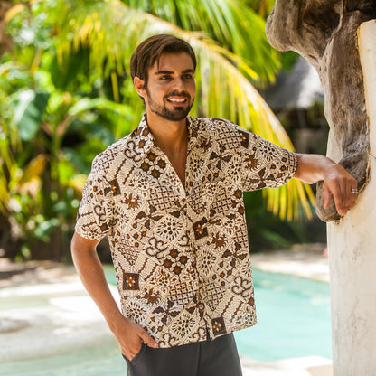 Island Kaleidoscope Men's Ivory Batik Shirt