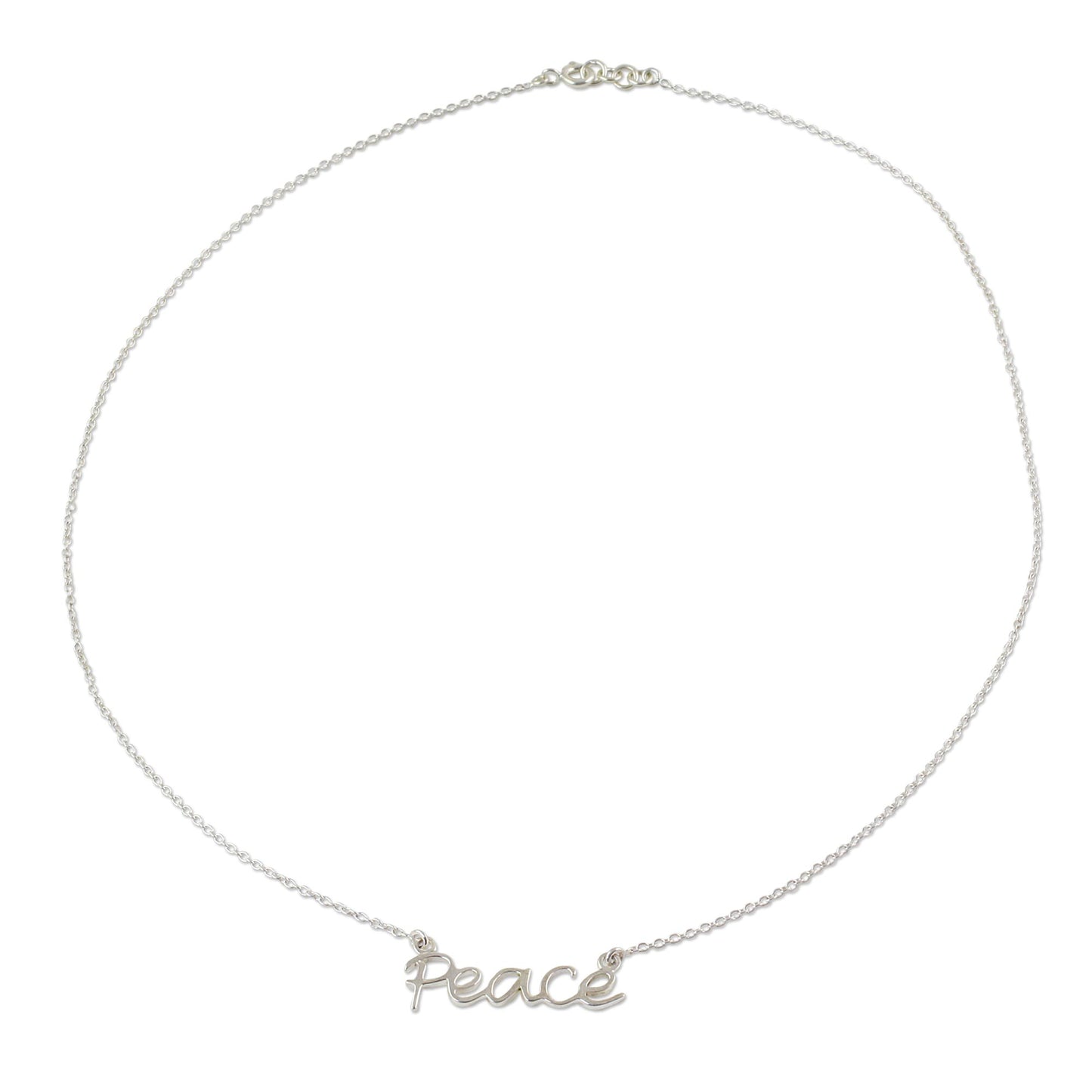 Peace Mantra Silver Pendant Necklace