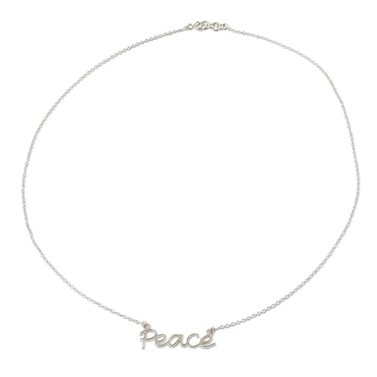 Peace Mantra Silver Pendant Necklace