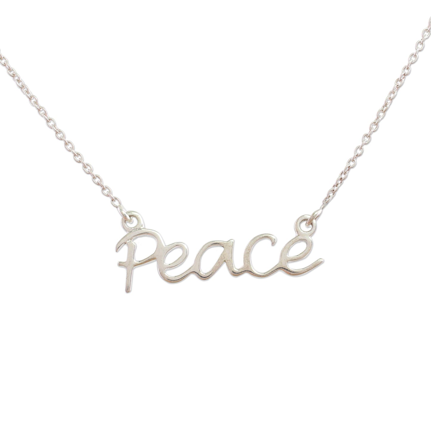 Peace Mantra Silver Pendant Necklace