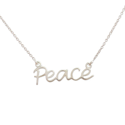 Peace Mantra Silver Pendant Necklace