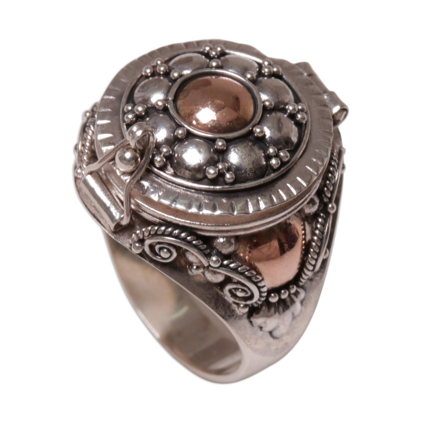 Shining Secrets Gold Accented Sterling Silver Locket Ring from Indonesia