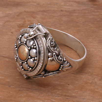 Shining Secrets Gold Accented Sterling Silver Locket Ring from Indonesia