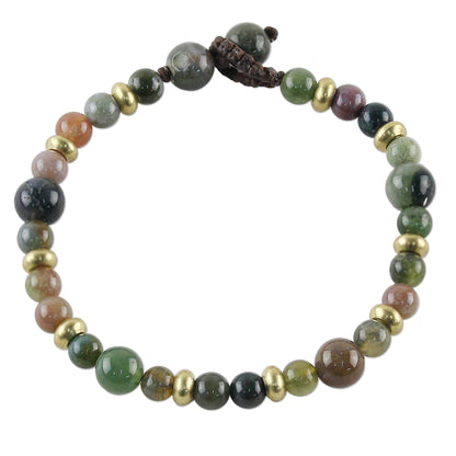 Agate Brass Beaded Bracelet