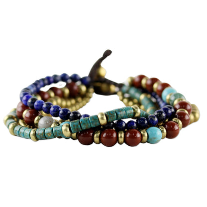 Beads and Bells Multi Gemstone Beaded Bracelet from Thailand