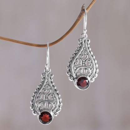 Princess Tears in Red Hand Crafted Garnet and Sterling Silver Earrings from Bali