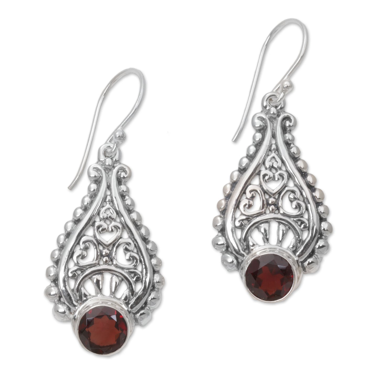 Princess Tears in Red Hand Crafted Garnet and Sterling Silver Earrings from Bali