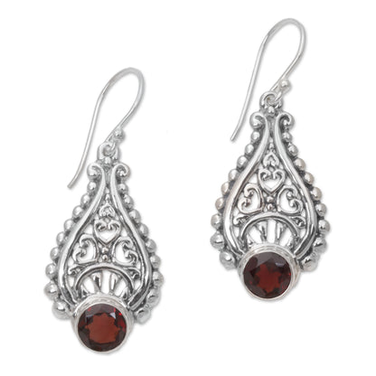 Princess Tears in Red Hand Crafted Garnet and Sterling Silver Earrings from Bali