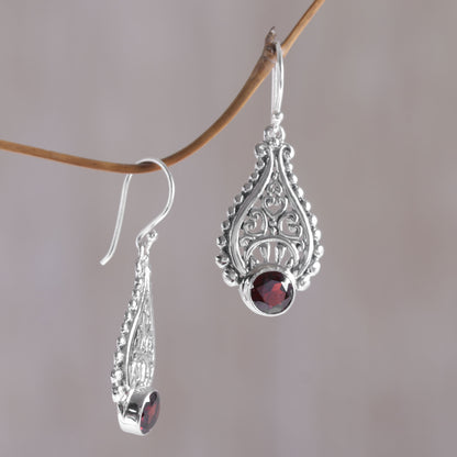 Princess Tears in Red Hand Crafted Garnet and Sterling Silver Earrings from Bali