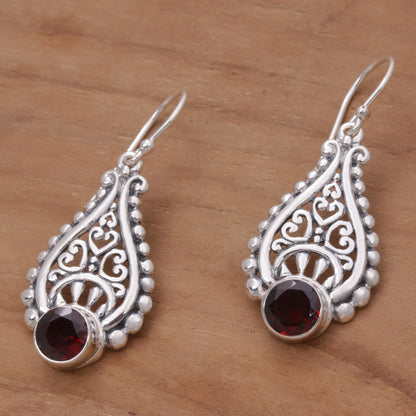 Princess Tears in Red Hand Crafted Garnet and Sterling Silver Earrings from Bali
