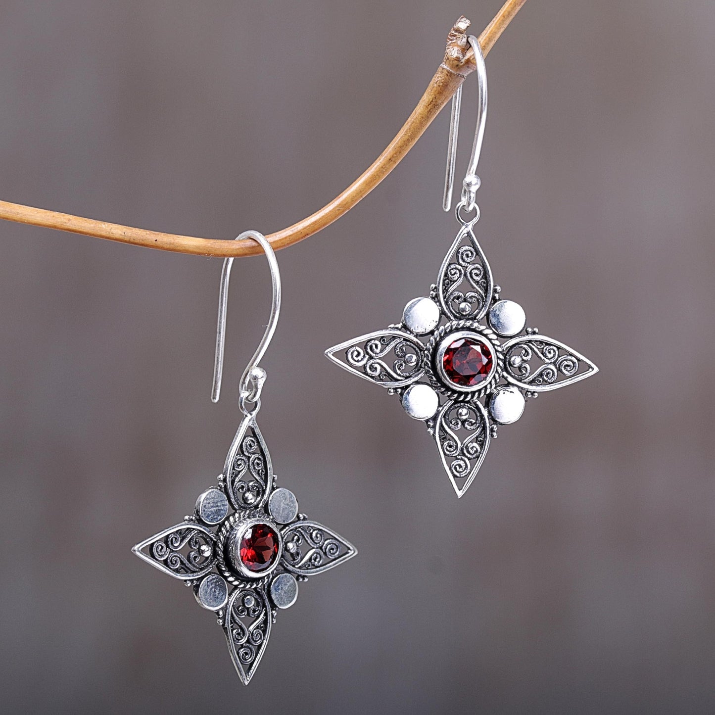 Four-Pointed Stars Sterling Silver Earrings