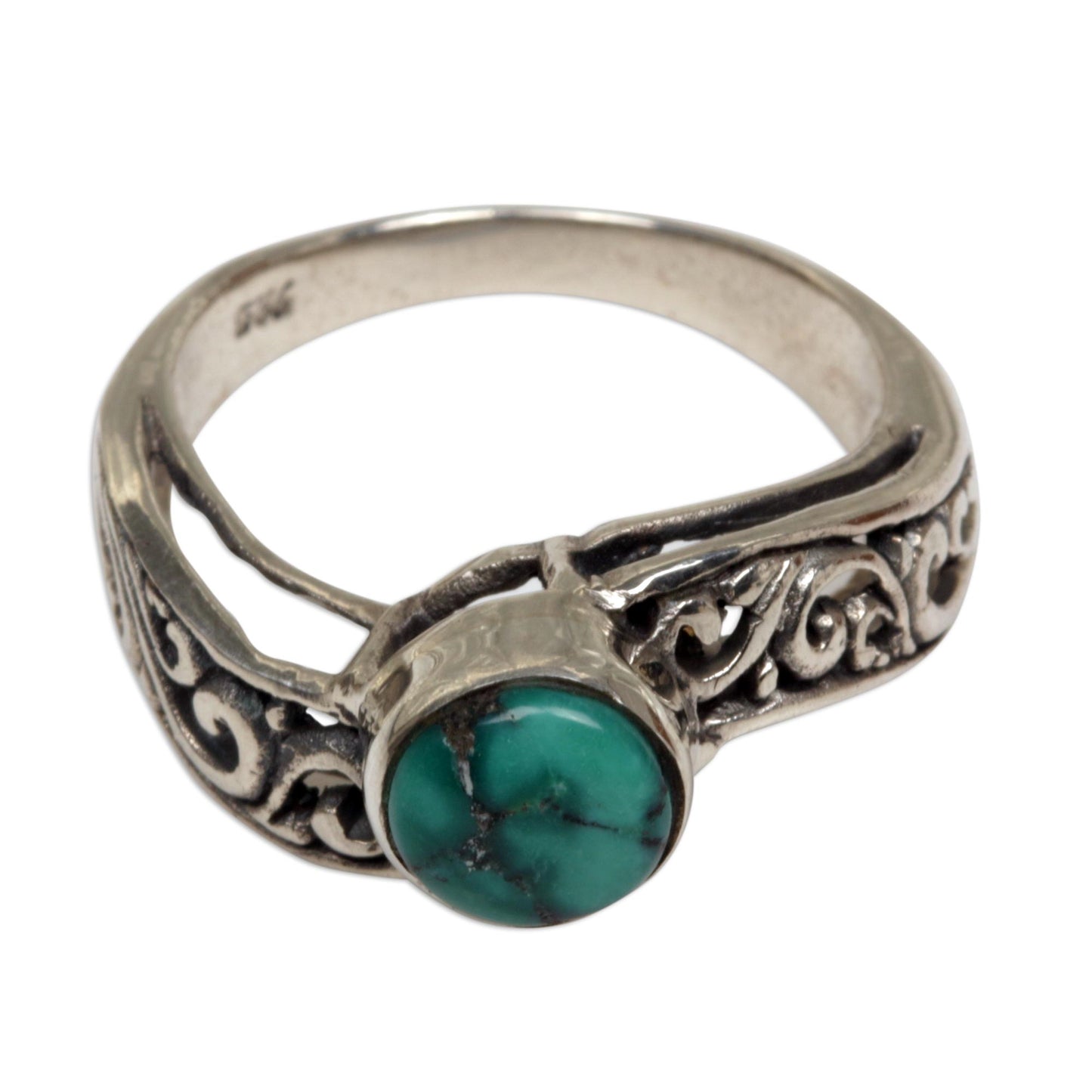 Bali Vines Reconstituted Turquoise Single Stone Ring from Indonesia