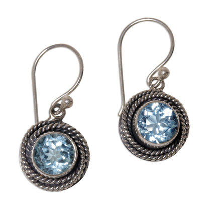 Nest of Chains in Blue Topaz Dangle Earrings