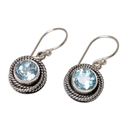 Nest of Chains in Blue Topaz Dangle Earrings