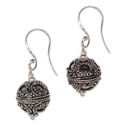 Majestic Bali Sterling Silver Ornate Dangle Earrings from Indonesia