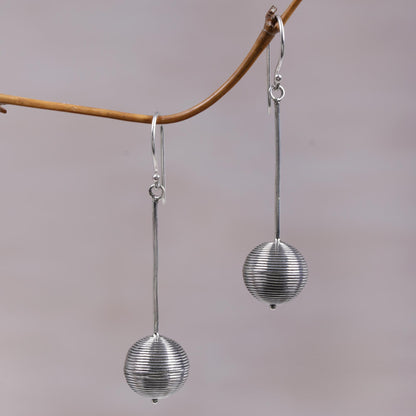 Silver Lampion Contemporary Hand Crafted Sterling Silver Earrings from Bali