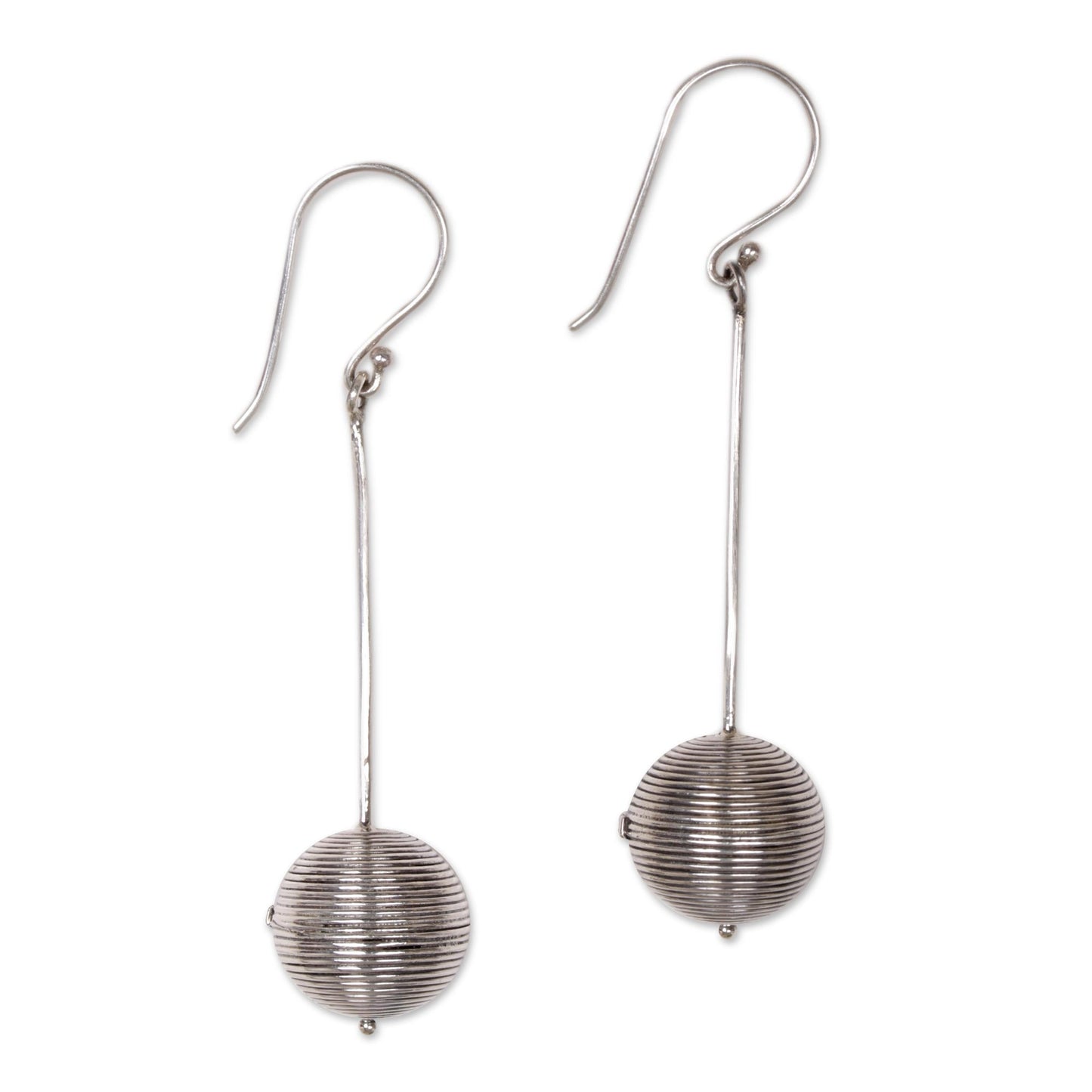 Silver Lampion Contemporary Hand Crafted Sterling Silver Earrings from Bali