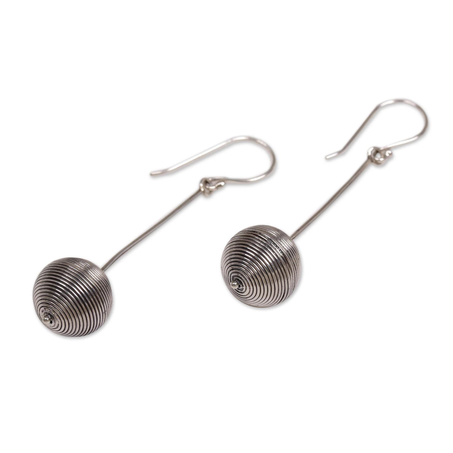 Silver Lampion Contemporary Hand Crafted Sterling Silver Earrings from Bali