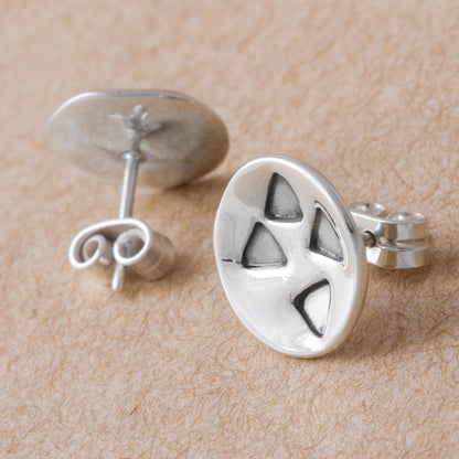 Modern Triangles Triangles on 925 Sterling Silver Button Earrings from Peru